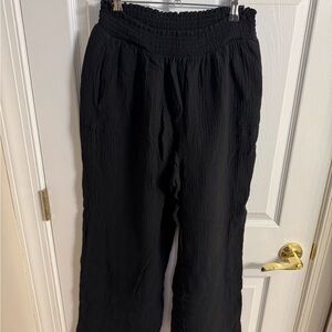 Black Smocked Waist Pants